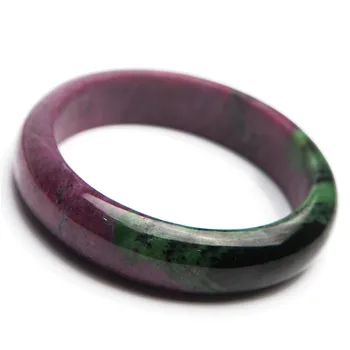 

Natural Ruby Zoisite Gemstone Bangles For Women Green Red Fashion Crystal Round Natural Stone Lady Bangle Bracelets 58mm