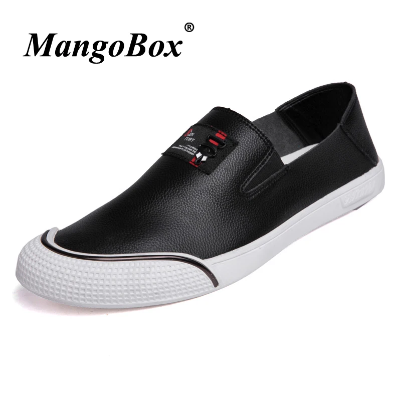 Man Casual Shoes Black White Men Shoes Summer Flat Outdoor Footwear Male Leather Driving Shoes