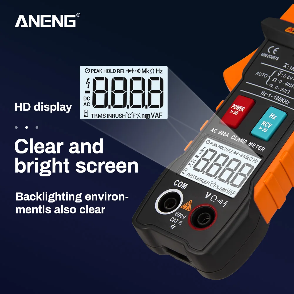 ANENG ST203 цифровой клещи мультиметр 4000 отсчетов True RMS мини-усилитель DC/счетчики переменного тока Вольтметр 400 В Автоматический диапазон