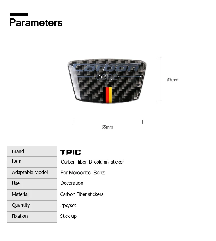TPIC успешно углеродного волокна Эмблема автомобиля Стикеры s в колонке дверь бампер Стикеры для Mercedes C Class W205 C180 C200 C300 GLC стайлинга автомобилей