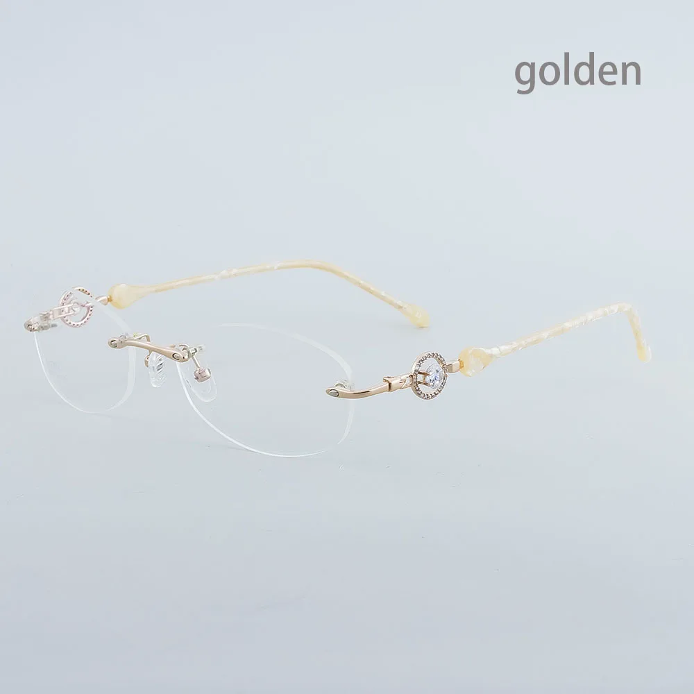 

AISSUARVEY Alloy crystal luxurious Optical Frame fashion style women eyeglasses rimless golden purple eyewear brand Design