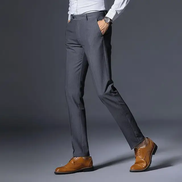 New Men's Clothing suit trousers /Male High qualitySolid Black Slim Fit ...