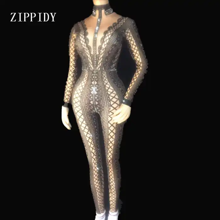 rhinestone one piece jumpsuit