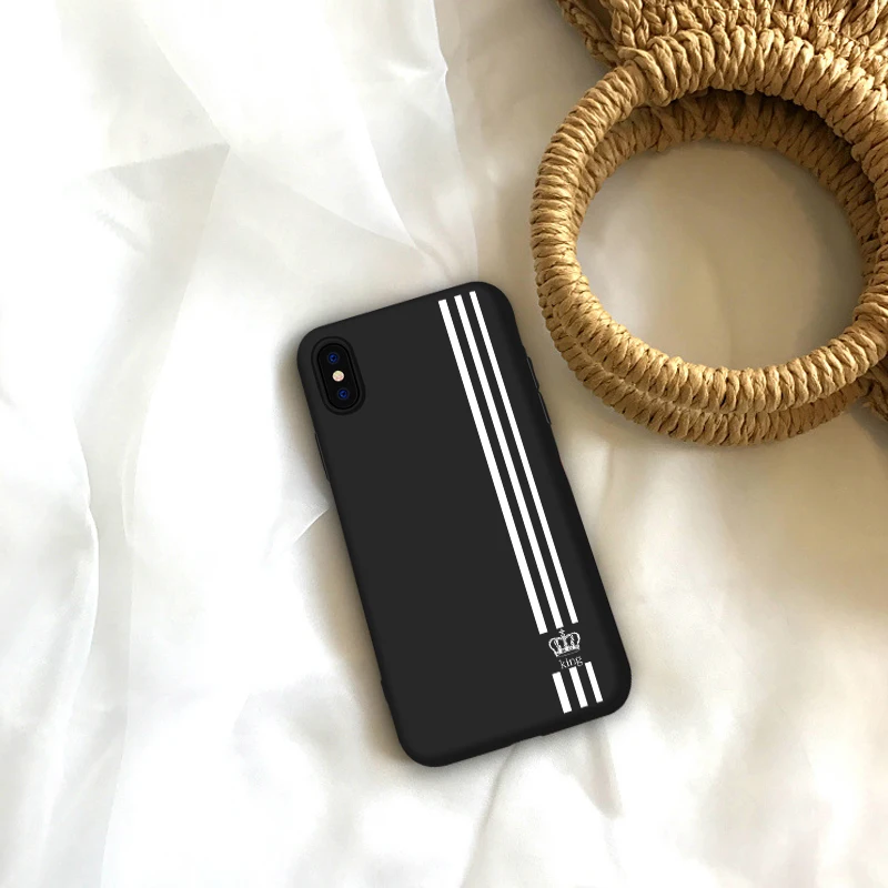 Funda de teléfono de lujo romántica Rey reina pareja para iPhone 5 5S SE XS MAX XR 6 6S Plus suave funda de teléfono de silicona para iPhone 7 Plus 8