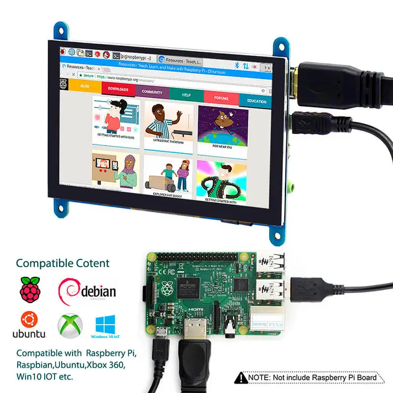 Elecrow 5 дюймов сенсорный экран Экран Портативный монитор HDMI 800x480 емкостный Сенсорный экран Светодиодные дисплеи Raspberry Pi 4 Дисплей