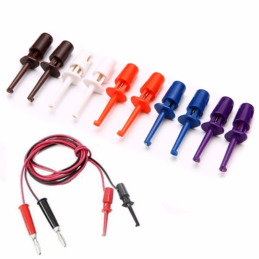 

10pcs Multimeter Wire Lead Single Test Hook Clip Electronic Mini Test Probe Set For Repair Tool