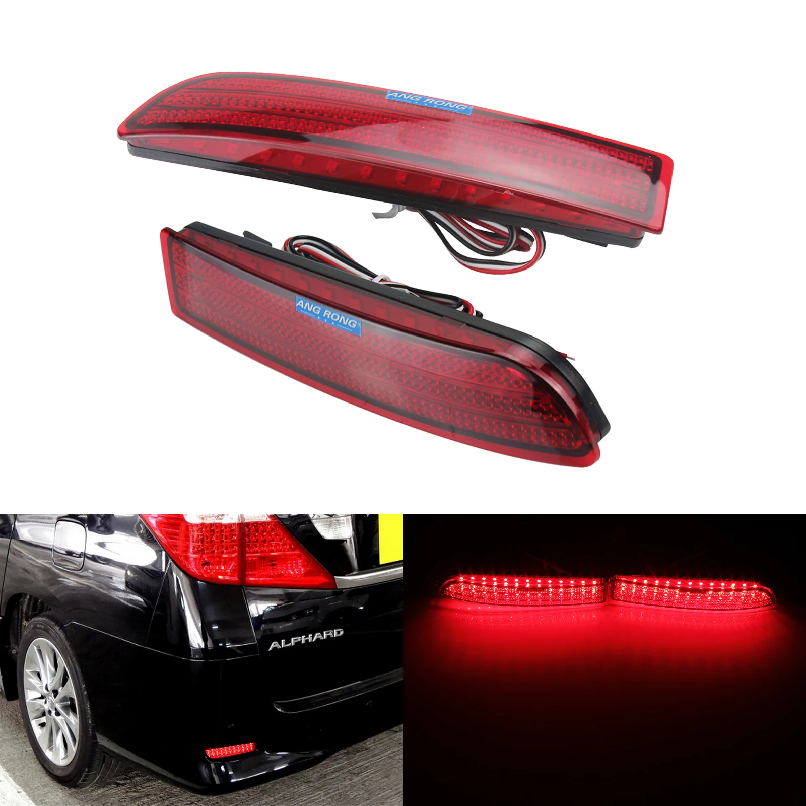 ANGRONG 2x LED Rear Bumper Reflector Brake Light For Toyota RAV4