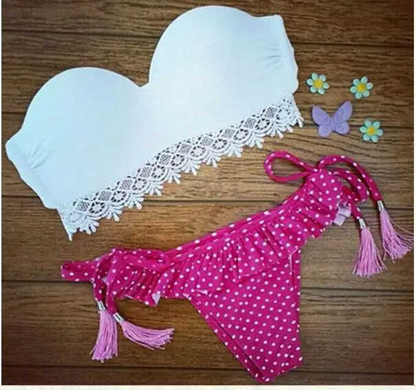 Wholesale Summer Split Swimwear Female Two Piece Strapless Swimsuit