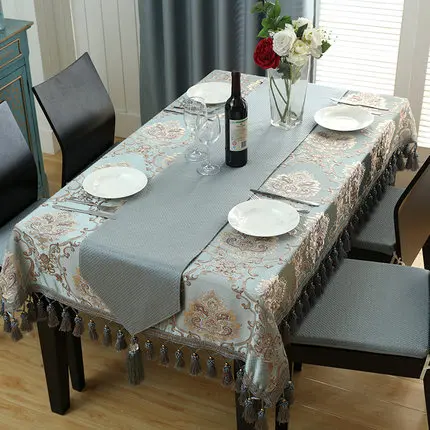 Luxury European style table cloth with Hanging ear Tablecloth for home kitchen accessories ramadan decoration table cloth