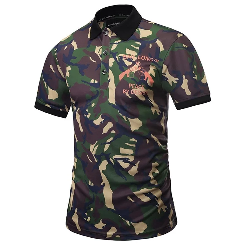 Fashion Casuam Camouflage POLO Shirts Men Summer Tops Tees Shirt Print