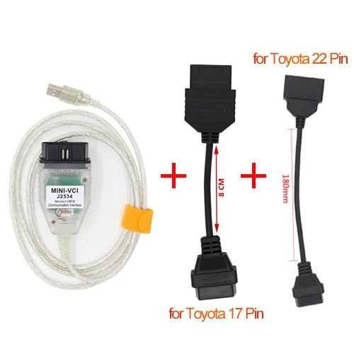 Последний V13.00.022 мини VCI интерфейс для TOYOTA TIS Techstream MINI-VCI FT232RL чип J2534 OBD2 Диагностический кабель - Цвет: Combination 3