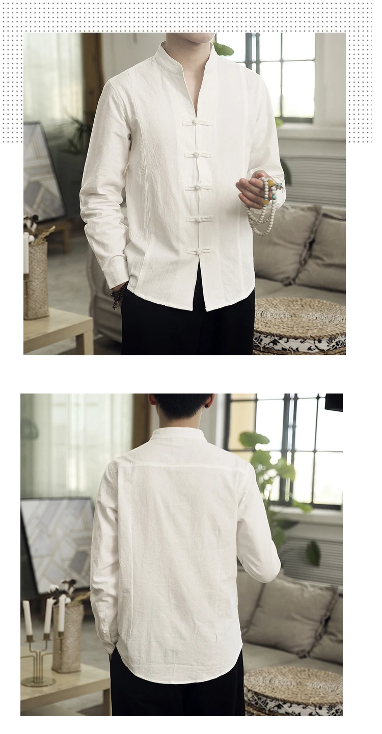 Новые с длинный рукавом, Мужской рубашка для починки кузова рубашки на пуговицах Для мужчин китайский Стиль V образным вырезом