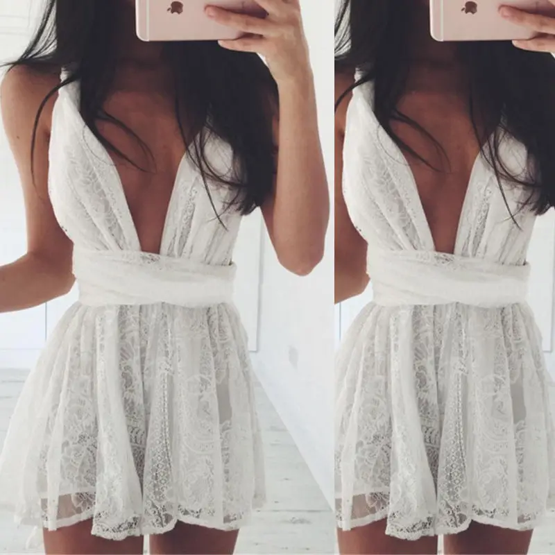 

New Sexy Cross Lace Halter Dress Costumes