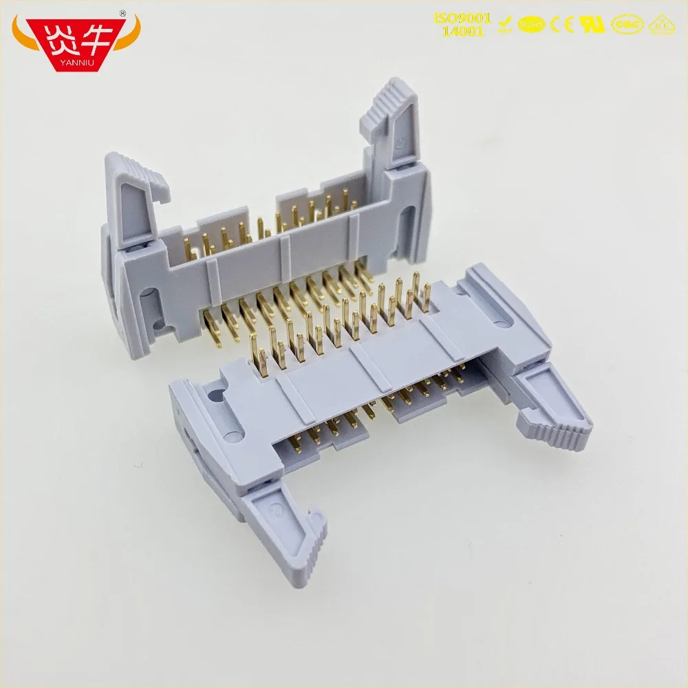 

DC2-20P IDC SOCKET BOX 2.54mm PITCH EJECTOR HEADER RIGHT ANGLE CONNECTOR 2*10P 20PIN CONTACT PART OF THE GOLD-PLATED 3Au YANNIU