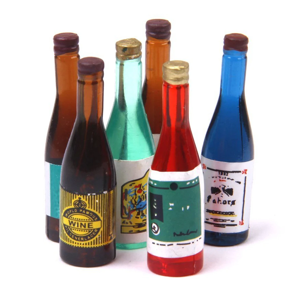 

New 1:12 Miniature Doll House Bottles Wine 6 Piece game