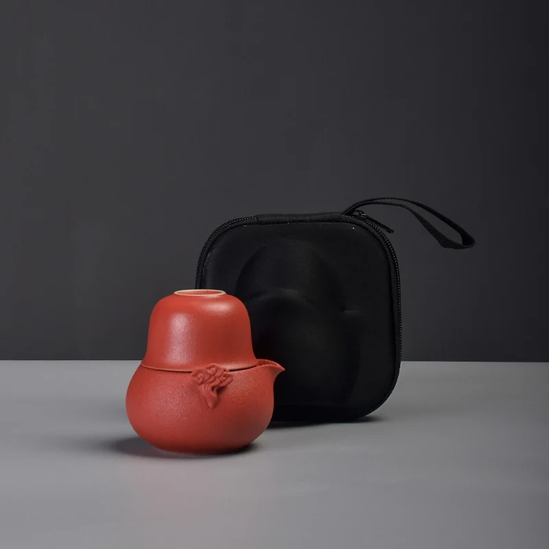 TANGPIN японская керамика чайник Gaiwan чашки ручной работы портативный дорожный чайный набор с сумкой - Цвет: Красный