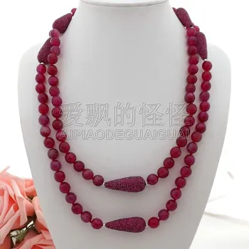 

N060101 50'' Round Faceted CZ Micro Teardrop Beads Necklace
