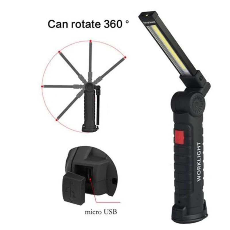 

Rechargeable Foldable COB LED LIGHT lamp Torch Flashlight USB Work light