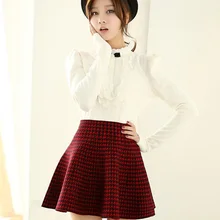 FYYIYI Весна Осень Новые тонкие трикотажные юбки офисные женские туфли плиссированные трикотажные мини юбка высокая Талия Женский сплошной оборк