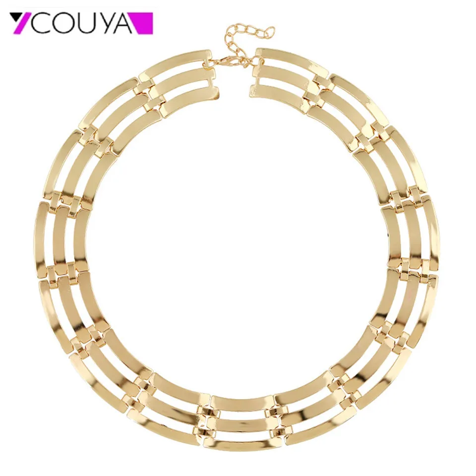 

Fashion Women's Elegant Collar Gold Color Necklace Polishing Short Clavicle Chain Choker Necklace Shiny Women Jewelry