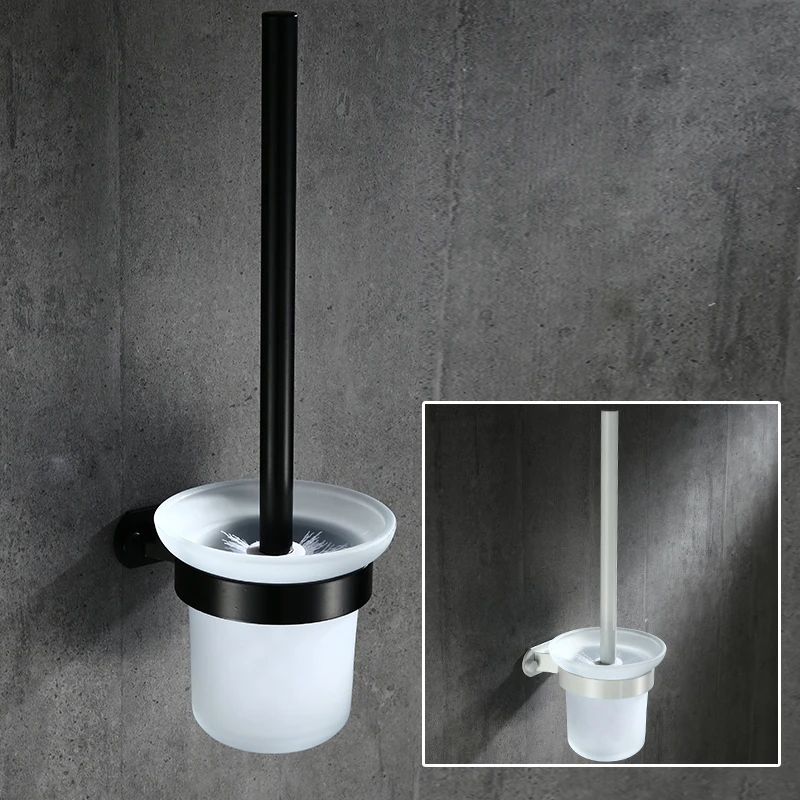 Aluminum Toilet Brush Holders Bathroom Black Matte Effect Toilet Brush