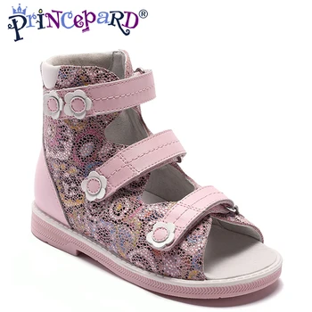 

Princepard 2018 HOT SALE genuine embossed leather Girl Children Sandals Orthopedic shoes Summer Kids child's princess Shoes