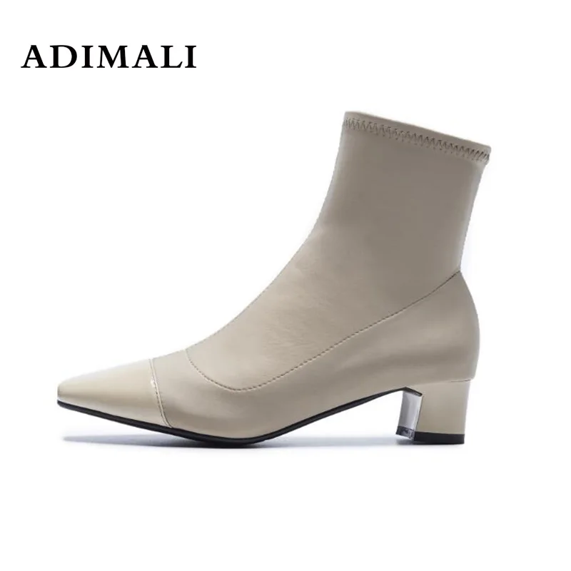 

2018 Spring Women Thick High Heels faux ongles stiletto Woman Pumps Thin High Heels Slip On Women Mules