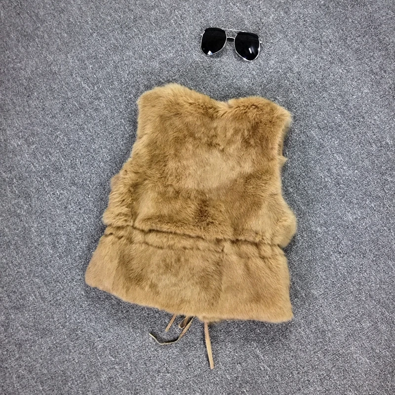 2018 new colors Women Genuine real Rabbit Fur Vest coat tassels Raccoon Fur collar Waistcoat wholesale drop shipping