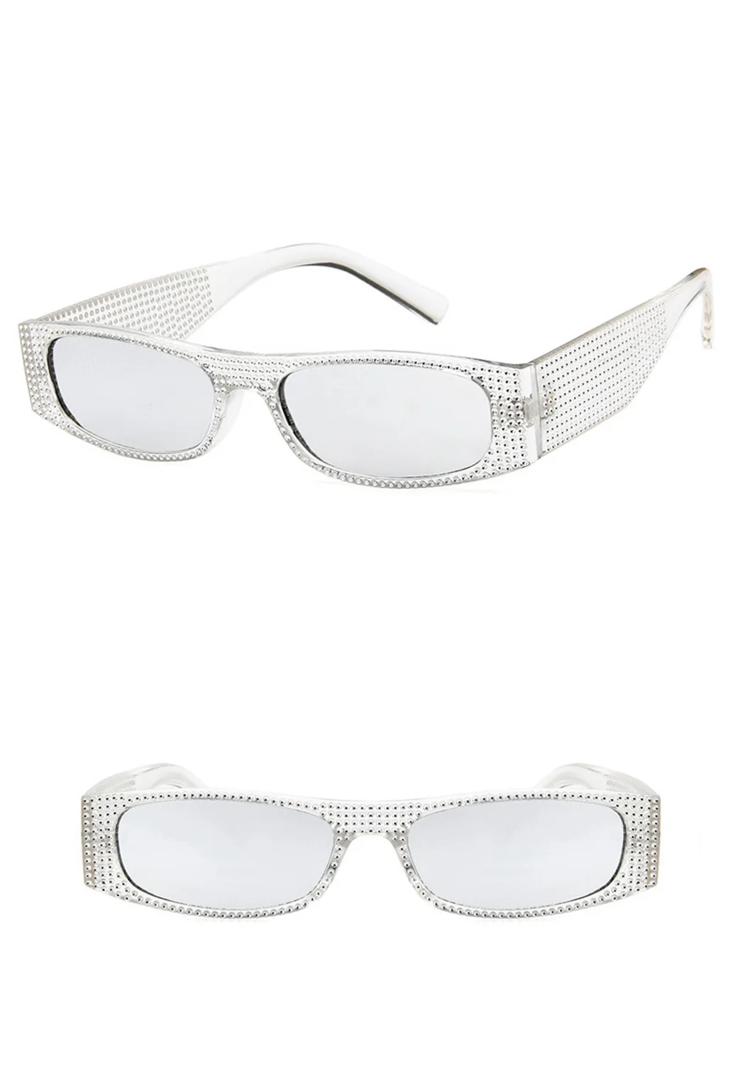 Женские брендовые дизайнерские прямоугольные солнцезащитные винтажные Ретро очки солнцезащитные очки со стразами Блестящие Маленькие солнечные очки в оправе