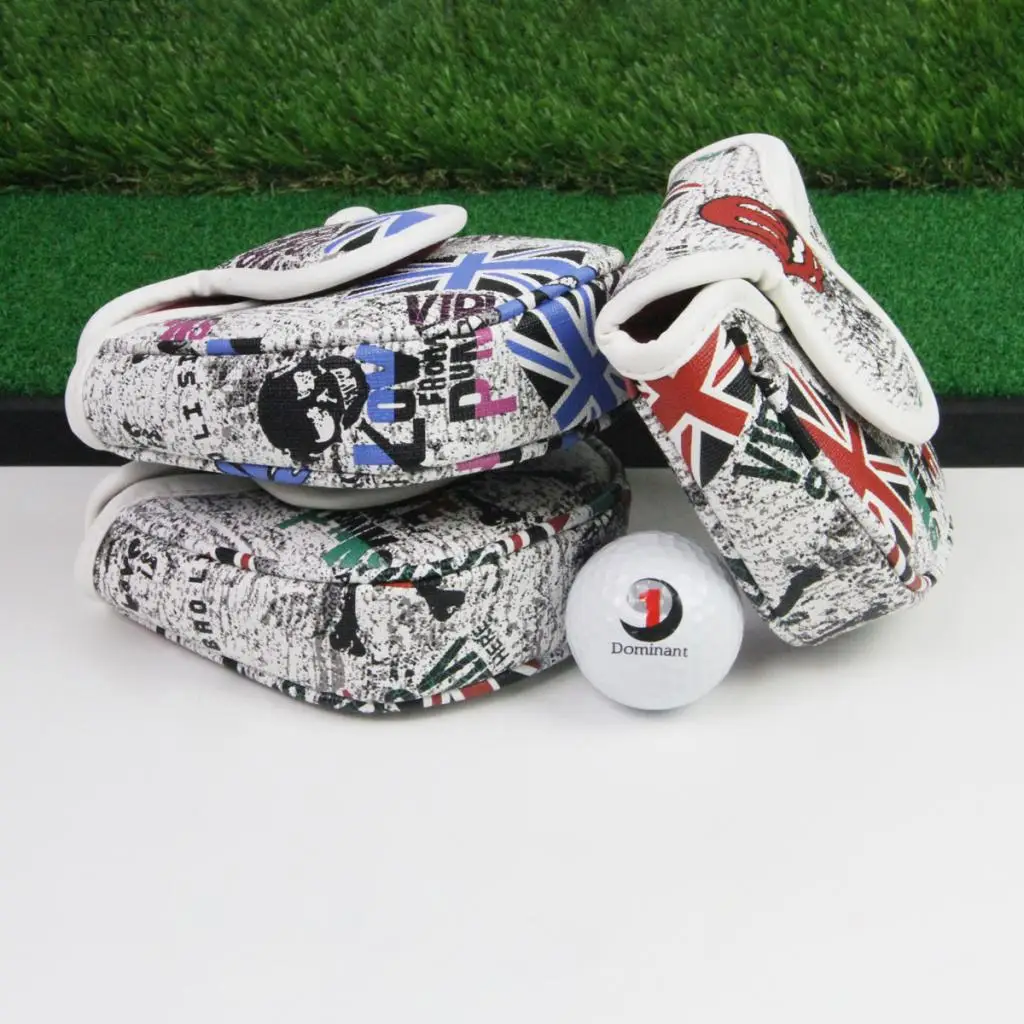 

Personality Graffiti Comfortable PU Leather Golf Mallet Head Cover Putter Cover Protector for Mallet Style Putters 11x13x4.3 cm