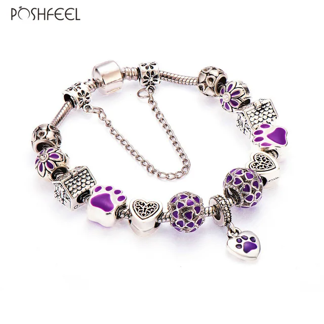 Poshfeel Purple Dog Charm Bracelets For Women Diy Snake Chain Poshfeel Purple Dog Charm Bracelets For Women Diy Snake Chain Bangles Mbr170102