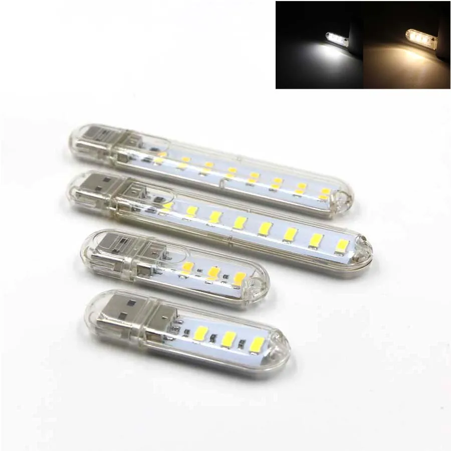 

Portable Mini USB Read Light Computer Lamp 3 LED/ 8 LEDs Night Light 5730 chips white For Power Bank Computer Tablet Laptop
