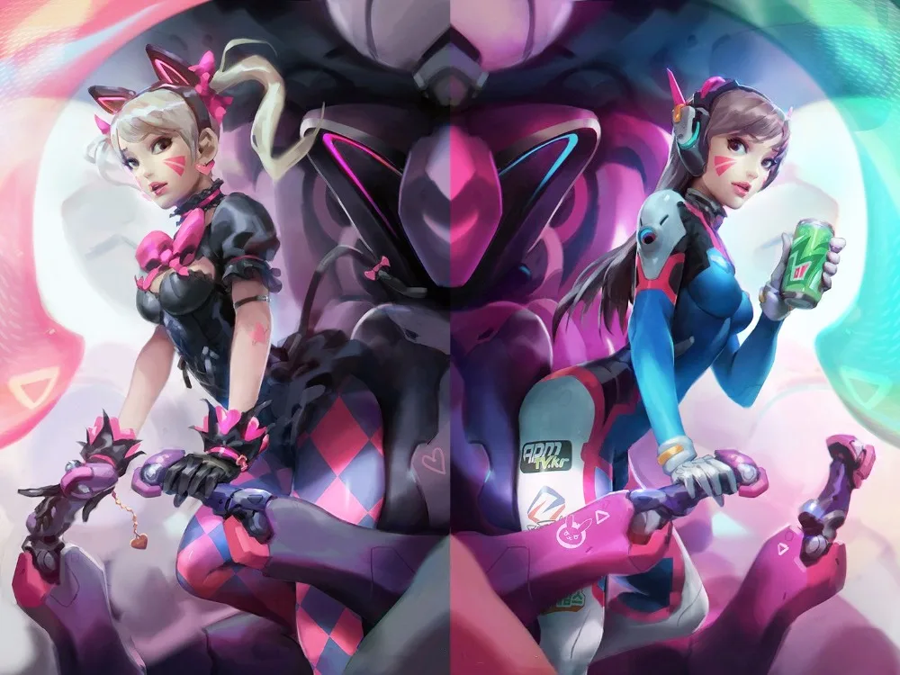 DIY 3D Алмазная вышивка крестом &quotTwin Cute Sexy D. VA&quot Overwatch полная квадратная и круглая