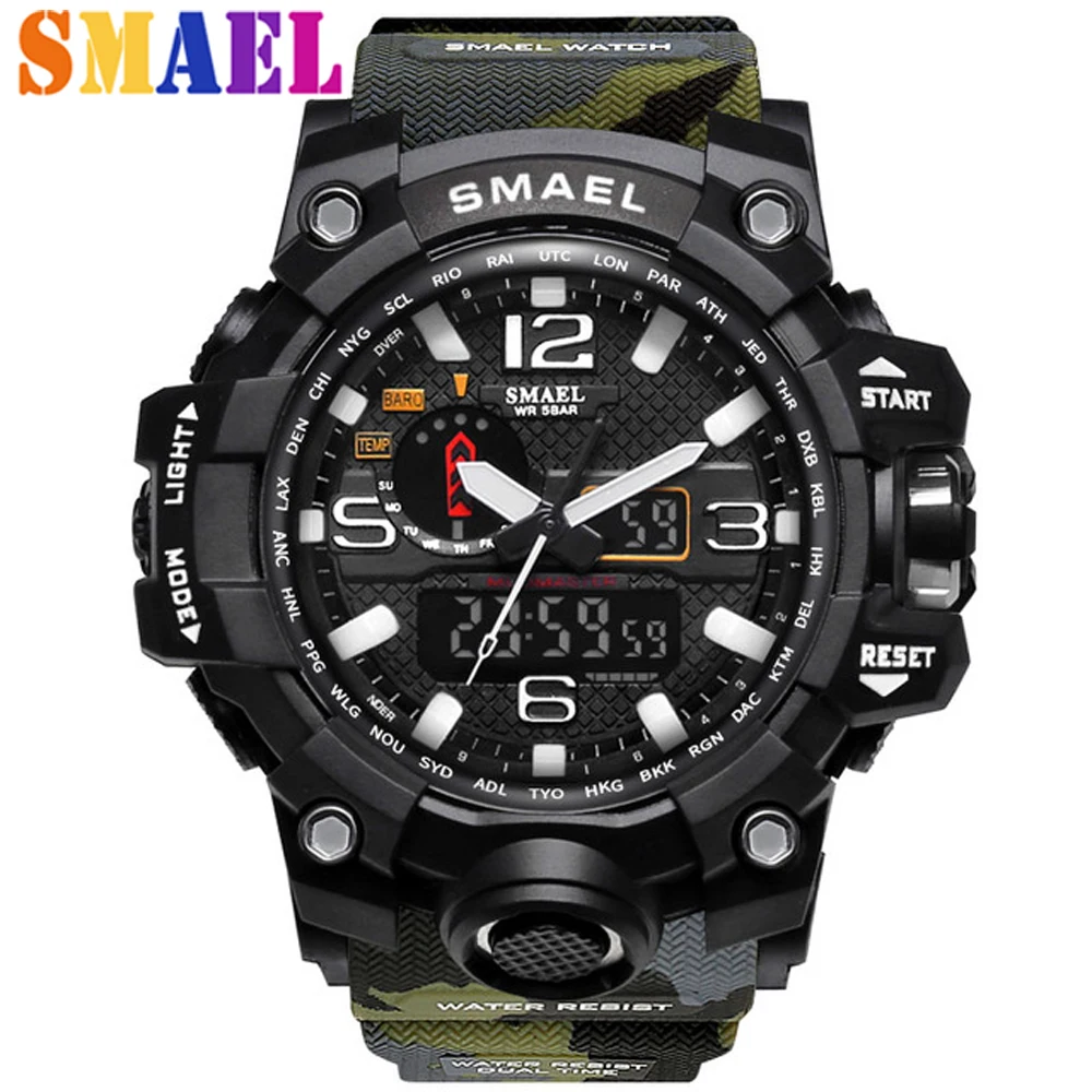 

Fashion Luxury Brand SMAEL Men Waterproof Military Sports Watches Men's Quartz LED Digital Outdoor Wrist Watch relogio masculino