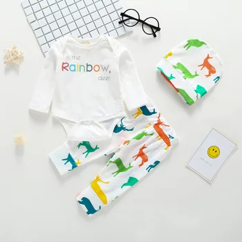 

Baby Set Baby Boy Set Children's Wear Girls Autumn Set Long Sleeve Harness Pants Hat Three-Piece Set