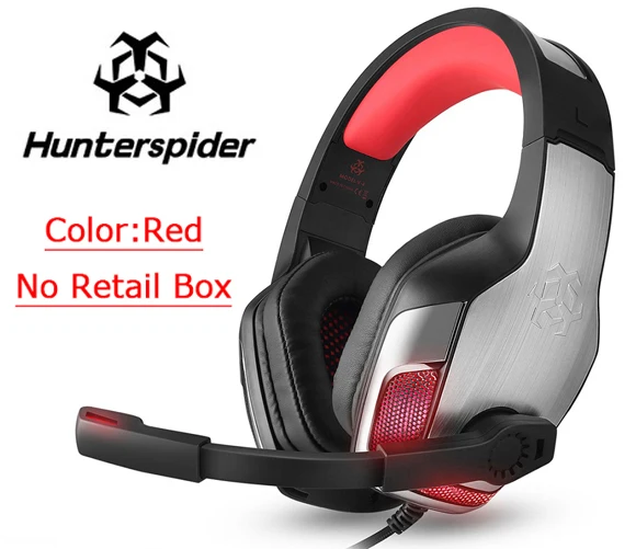 Hunterspider V4 PS4 игровая гарнитура Проводные накладные стерео наушники с микрофоном для Xbox One/ноутбука планшета/nintendo Switch игр - Color: Red-No Retail Box