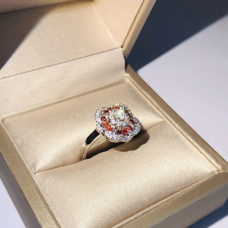 Новинка 2019 распродажа кольцо из красного граната с фианитом Женское Обручальное