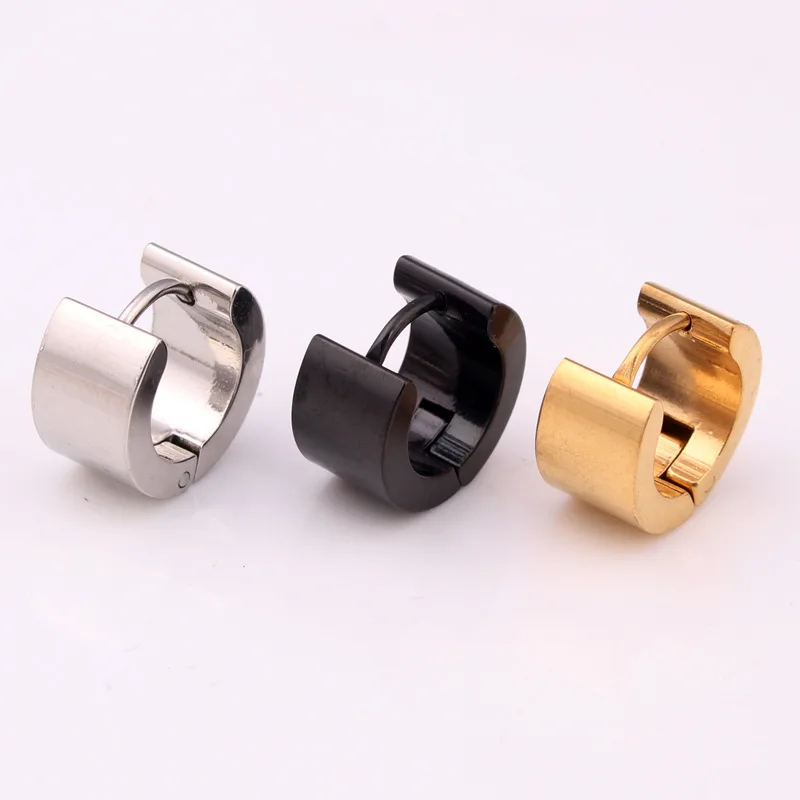 Mens Earrings Black Huggie Hoop Fashion Men S Small Hoop Earrings Silver Gold Black Stainless Steel Wide Huggie Jewelry For Cool