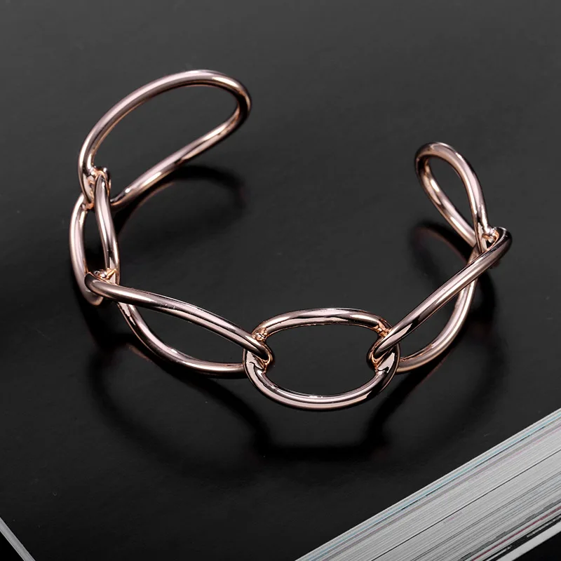 Женский Браслет манжета из розового золота с цепочкой|bracelets & bangles|bracelets bangles goldbangles