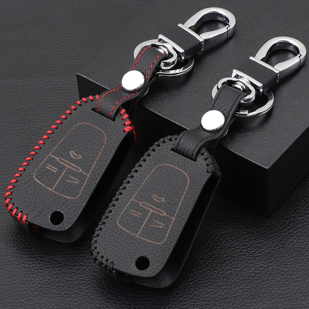 

VCiiC 3 Buttons Leather Key Cover Fob Case For Vauxhall Opel Corsa Astra Vectra Signum Remote Flip Folding Car Key Shell