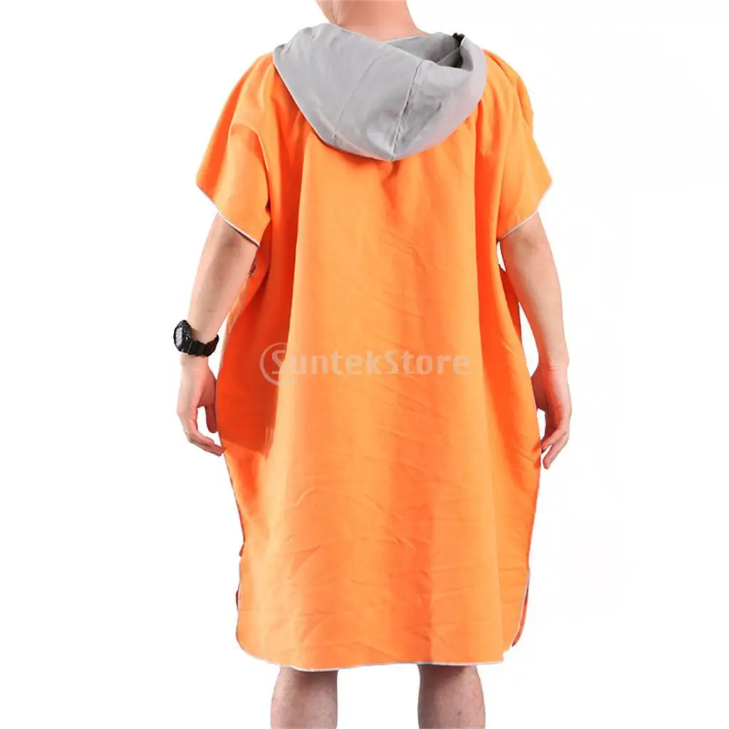 Unisex Mens Womens Kids Surf Beach Hooded Poncho Wetsuit Changing Robe Towel with Pocket, Mesh Carry Shoulder Bag - 7 Colors