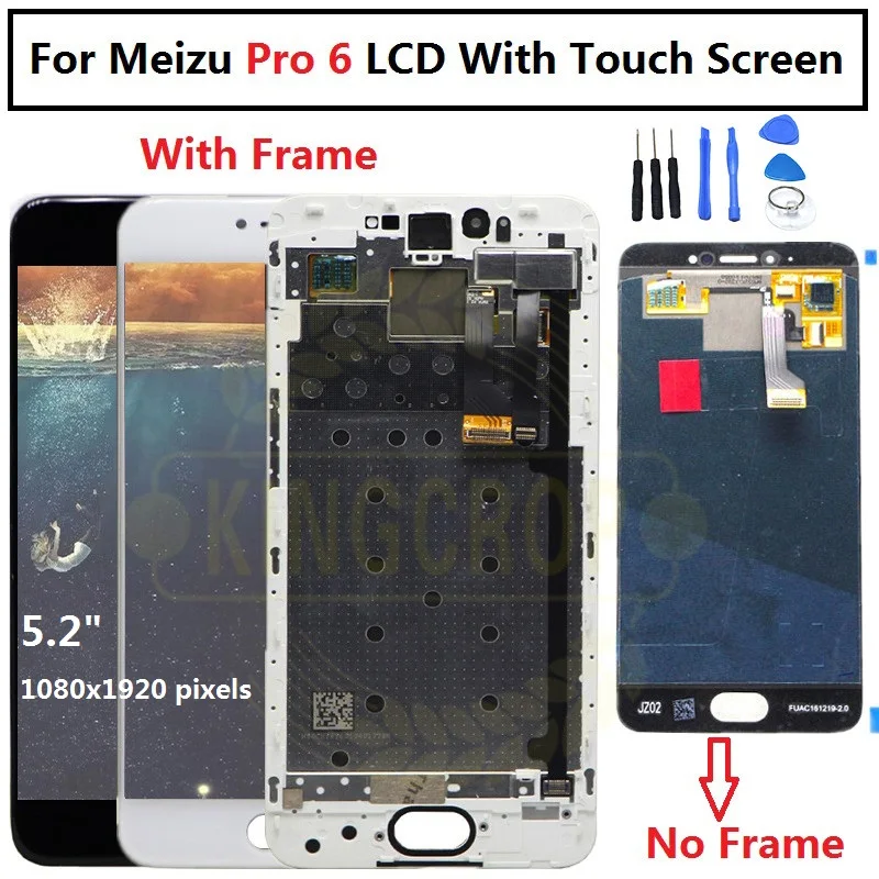 ЖК дисплей 5 2 дюйма Amoled Meizu Pro 6 M570M M570C M570Q M570h с сенсорным стеклом дигитайзер рамка в