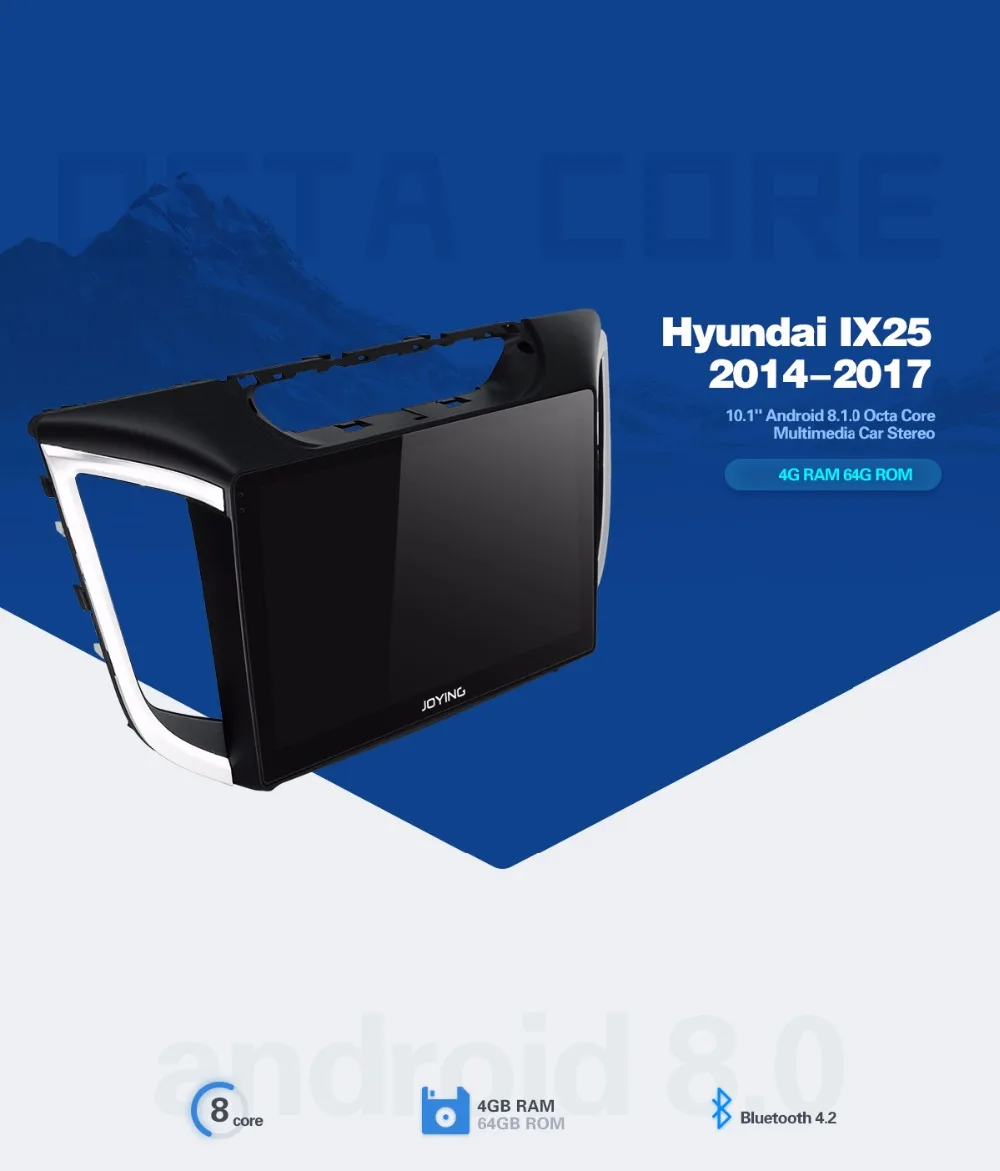 Best Joying 10.1" 1024*600 Android 8.0 Car RadioGPS Player For Hyundai IX25 2014-2017 IPS screen Headunit Video out Player Navigation 9