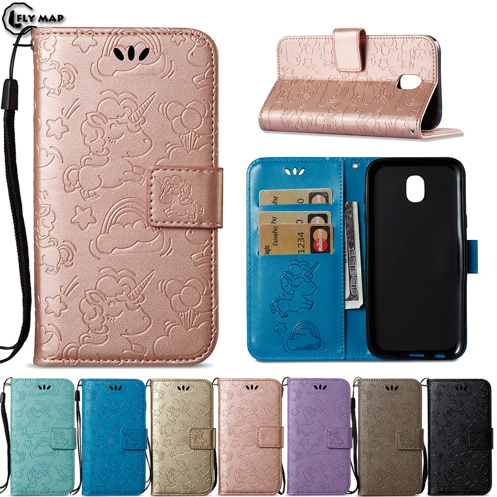 Unicorn Flip Case For Samsung Galaxy J5 2017 J530 Wallet Phone Cover Bag Shell SM-J530F SM-J530FM SM-J530FM/DS J 530 5 J57 Coque