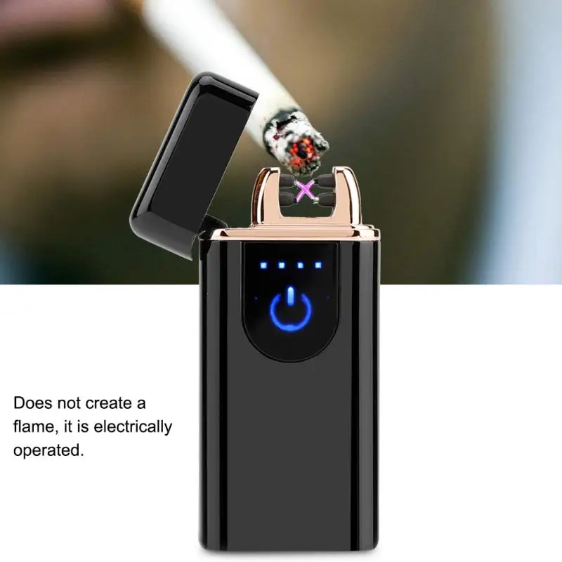 Новое поступление, перезаряжаемая USB ветрозащитная электрическая зажигалка с функцией распознавания отпечатков пальцев, двойная дуговая Зажигалка для друзей, подарки