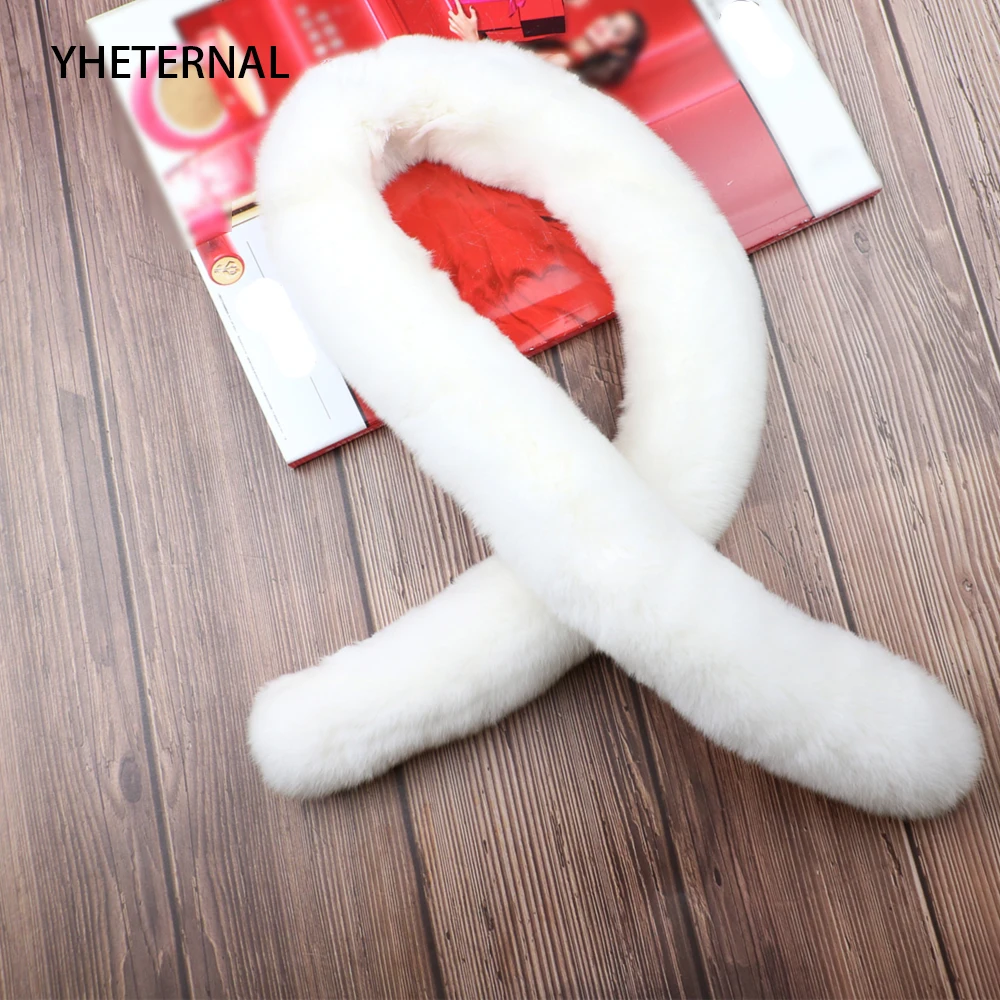 Women's Winter Warm Rabbit Fur Collar Scarves Natural White Scarf For