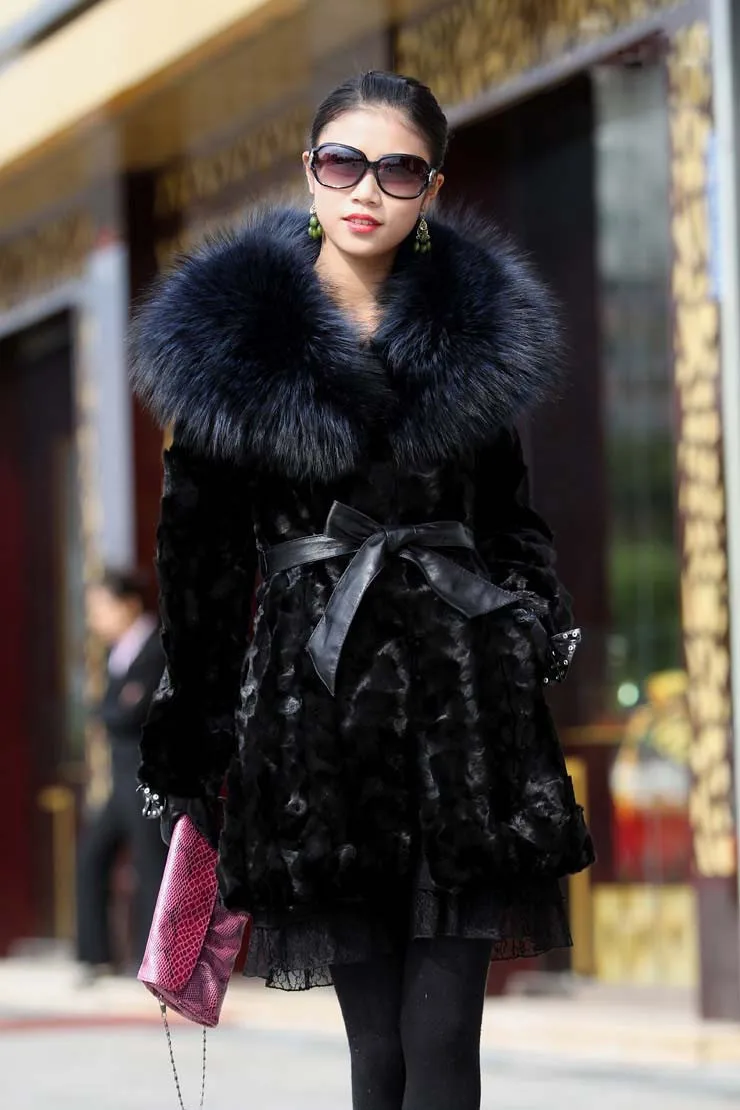 Новая норковая шуба меховой воротник женская супер-роскошная норковая зимняя куртка с отделкой из меха большого размера