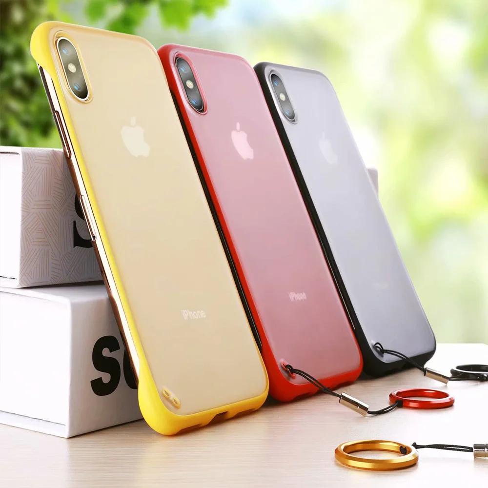 

Bikini Rimless Case for iPhone XS Max XR X Hard Clear Back With Strap Cover for Apple iPhone 6 6s 7 8 Plus