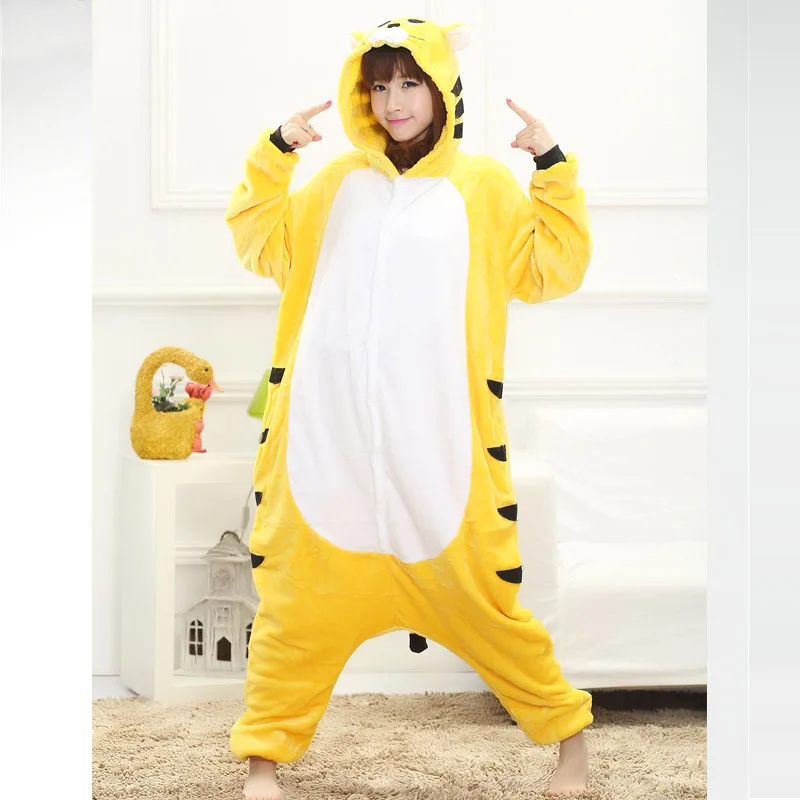 yellow tiger onesie for women