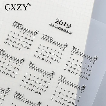 

CXZY 2019 calendar PP binder standard 6 holes separator for A5 A6 notebook planner school supplies japanese stationery 4B822